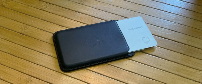 Apple Leather Wallet with MagSafe review. The slim wallet has space for three cards.