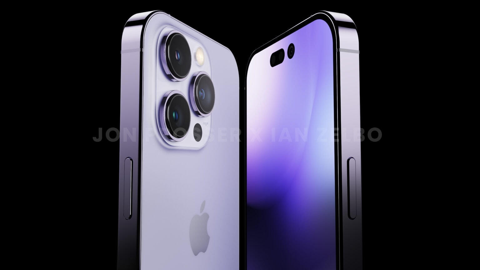 This concept shows the new iPhone 14 in purple.
