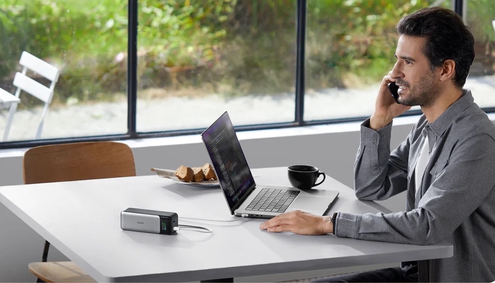 Anker's new power bank charges three devices -- or itself -- with 140W of power.