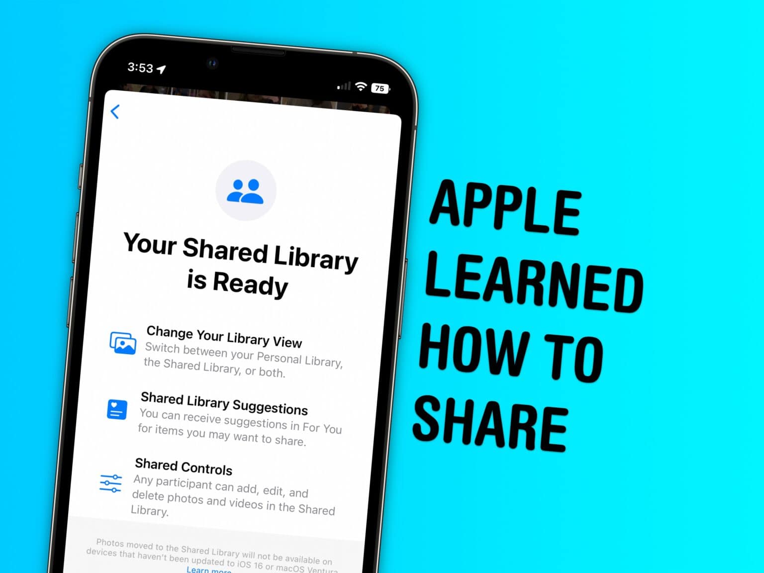 Apple learned how to share!