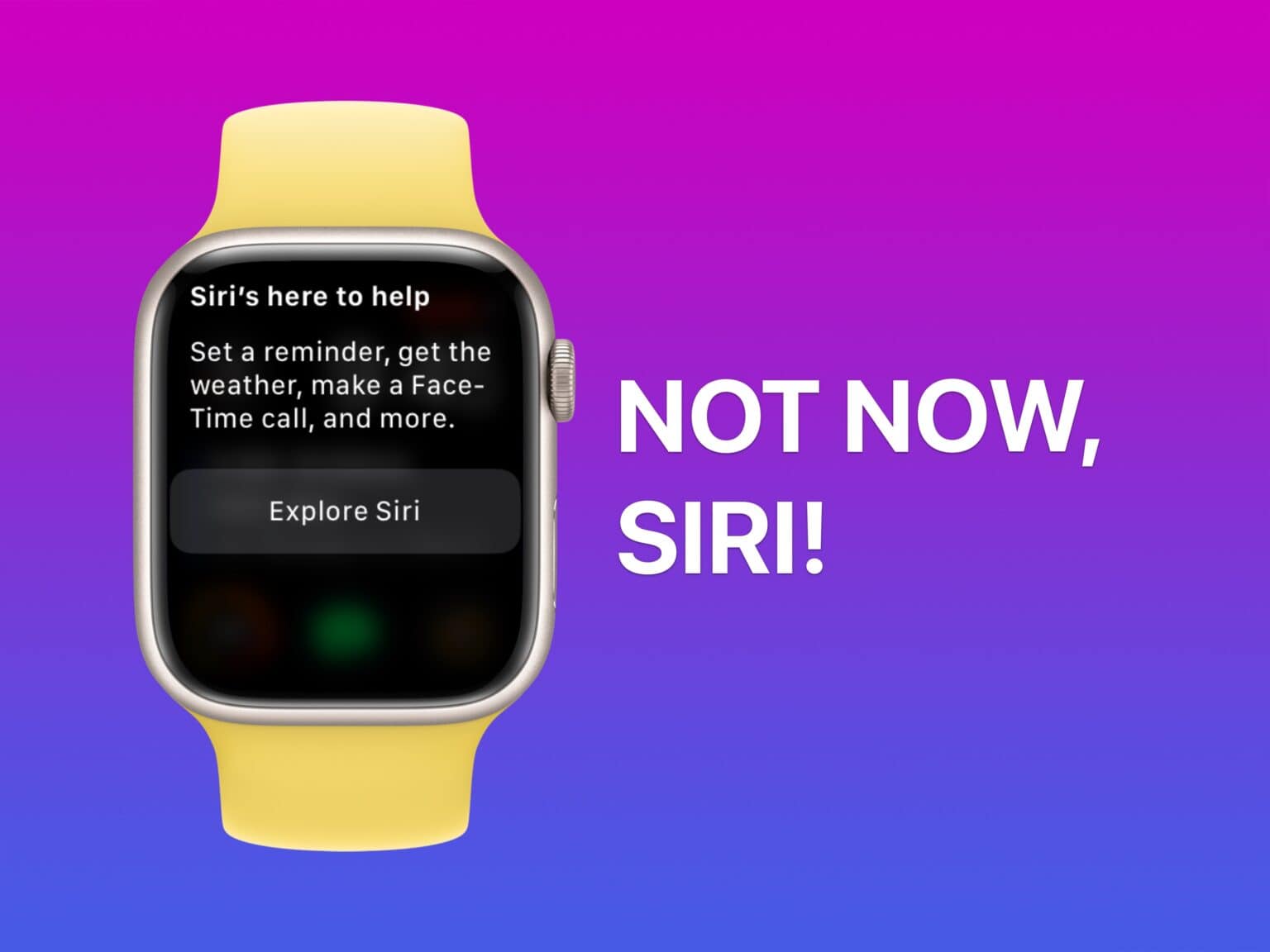 An Apple Watch with Siri Activated and the caption: 