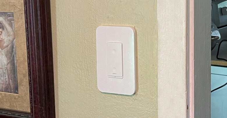 Wemo Smart Dimmer with Thread on a wall