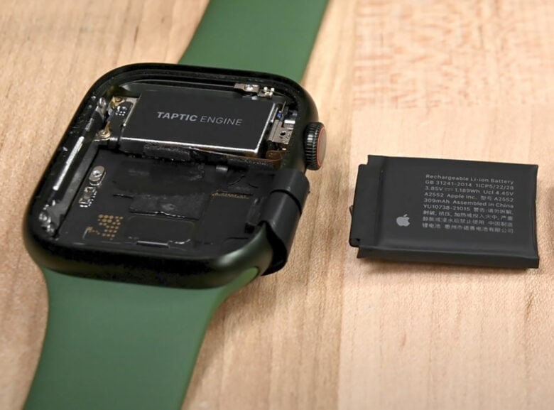 This iFixIt teardown shows the Apple Watch battery takes up a lot of space