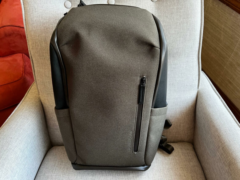 The Troubadour Pioneer Backpack features clean lines and minimal branding.
