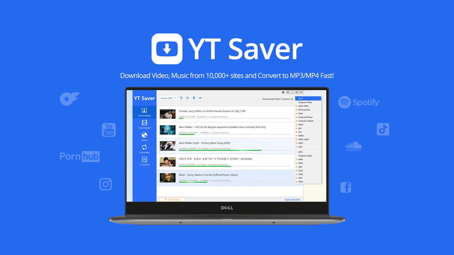 YT Saver can help you download videos from YouTube and other sites.