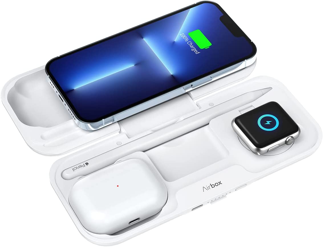 Momax Airbox stores and charges your Apple devices.