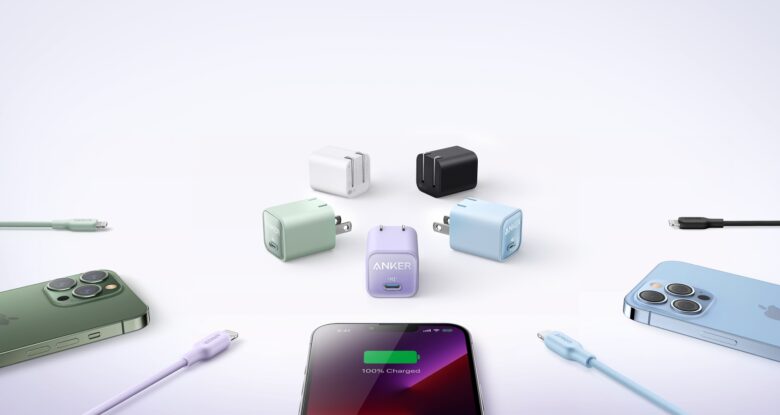 Anker's new bio-cables and Nano 3 charger come in a variety of colors.