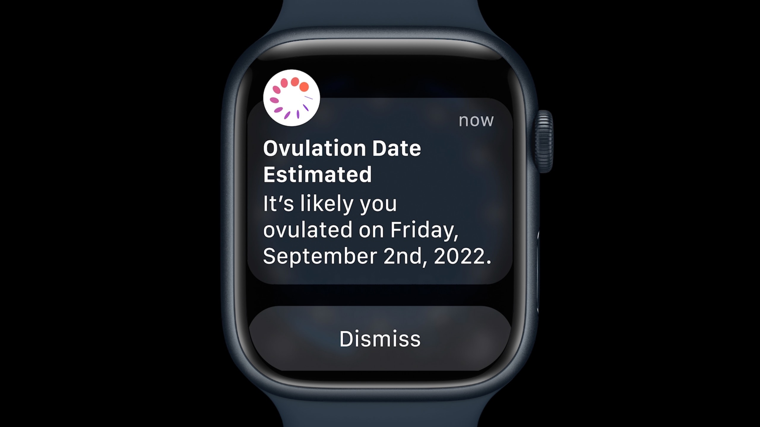 Apple Watch showing ovulation detection alert