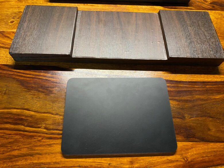 Here's a closer look at the custom wrist rest and its recession for the Magic Trackpad 2.