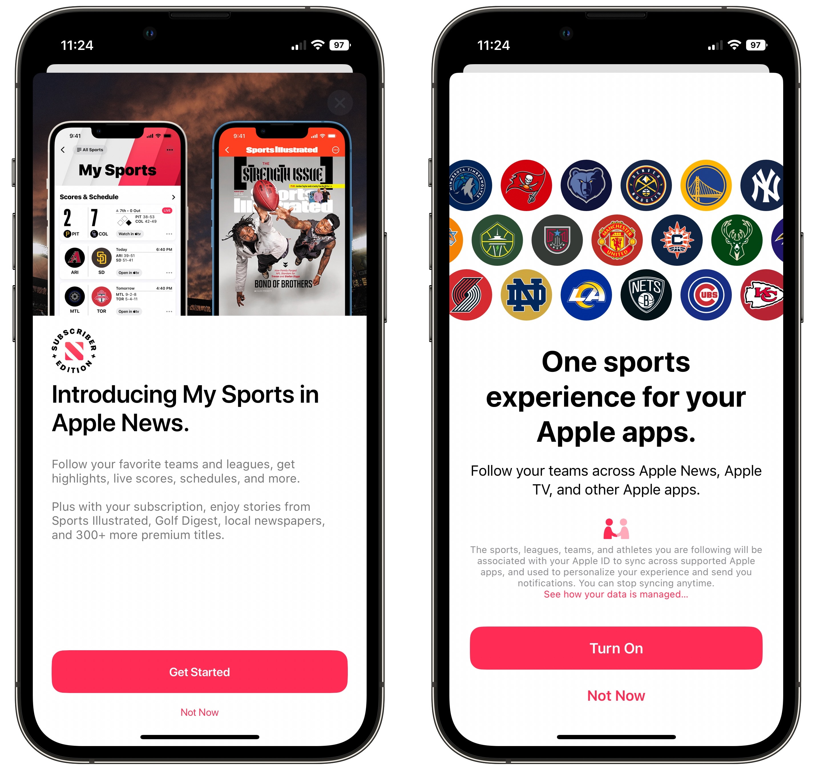 Add your sports teams to Apple News.
