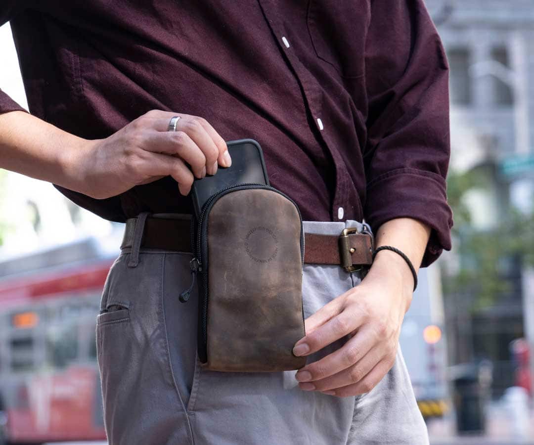 The Zip iPhone Holster is the more compact of the two holsters.