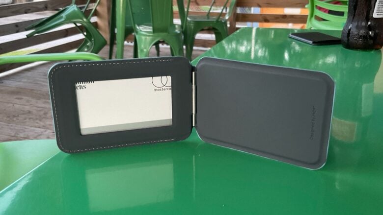Moft Flash Wallet & Stand with clamshell open