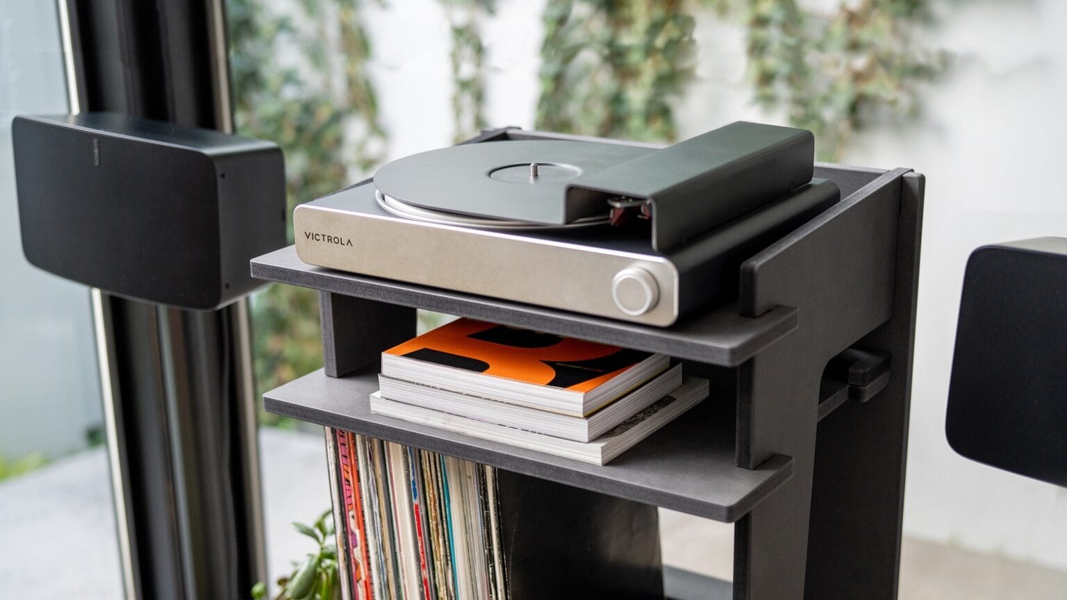 Victrola Stream Carbon turntable streams vinyl to Sonos speakers.