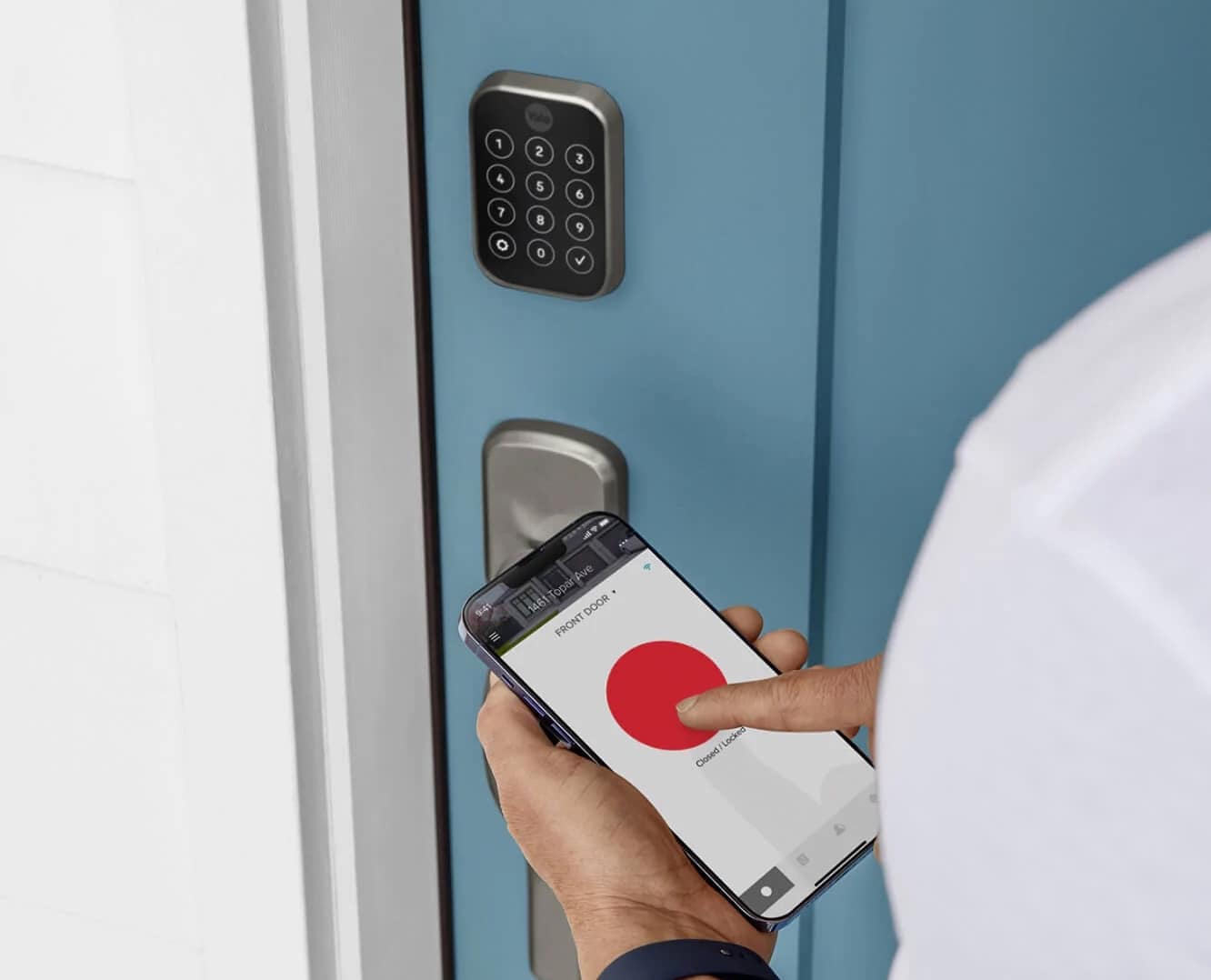 You can use a smartphone or the touchscreen or keypad on the lock.