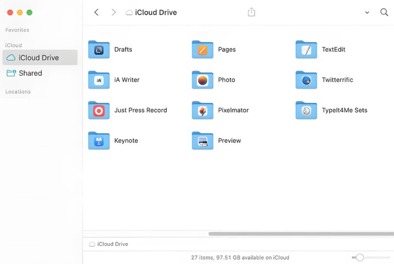 Screenshot of iCloud Drive folders