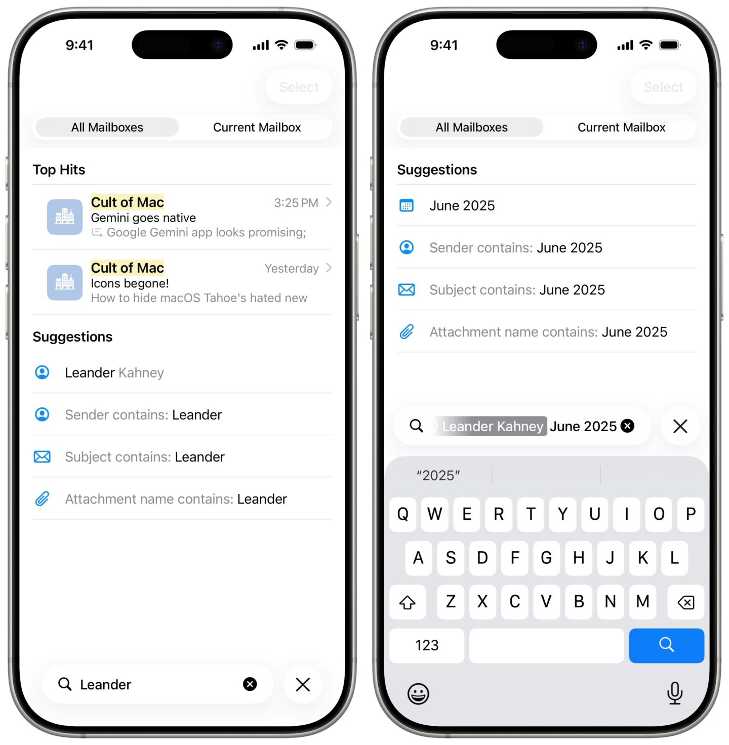 Smart search in Apple Mail