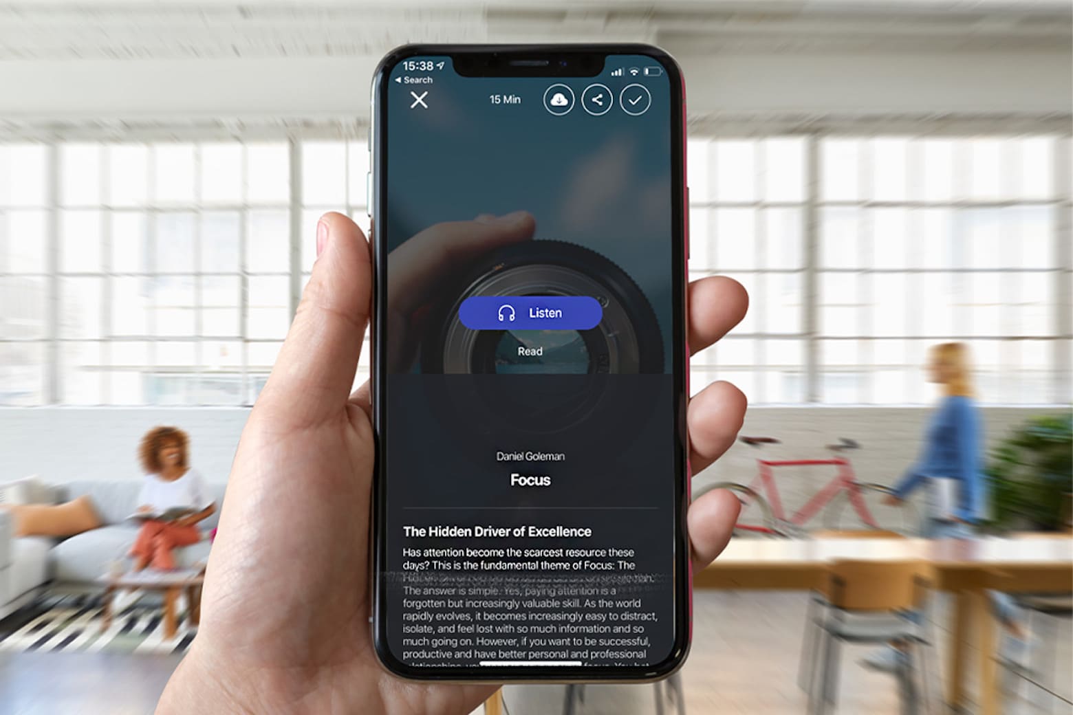 The 12min microbooks service is shown on an iPhone.