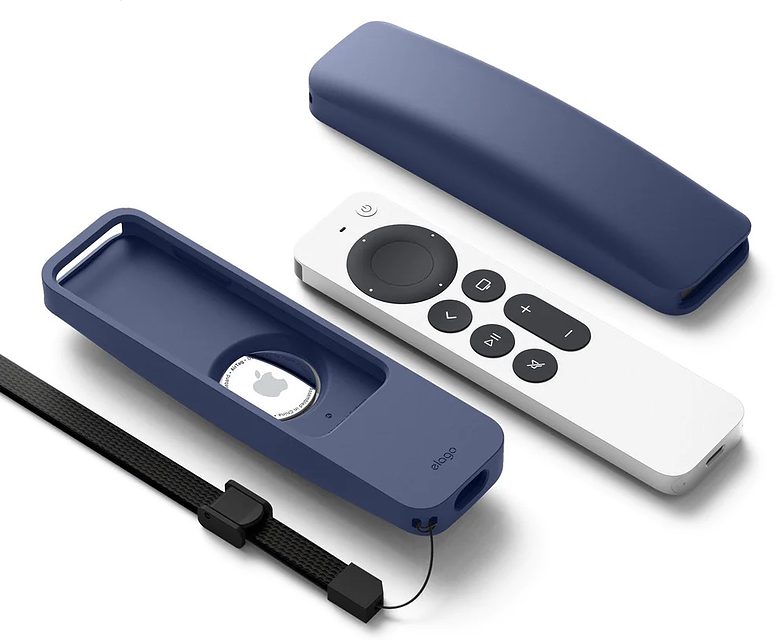 Elago's R5 Siri Remote case lets you insert an AirTag (not included).