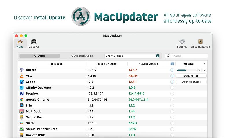 Screenshot of MacUpdater app