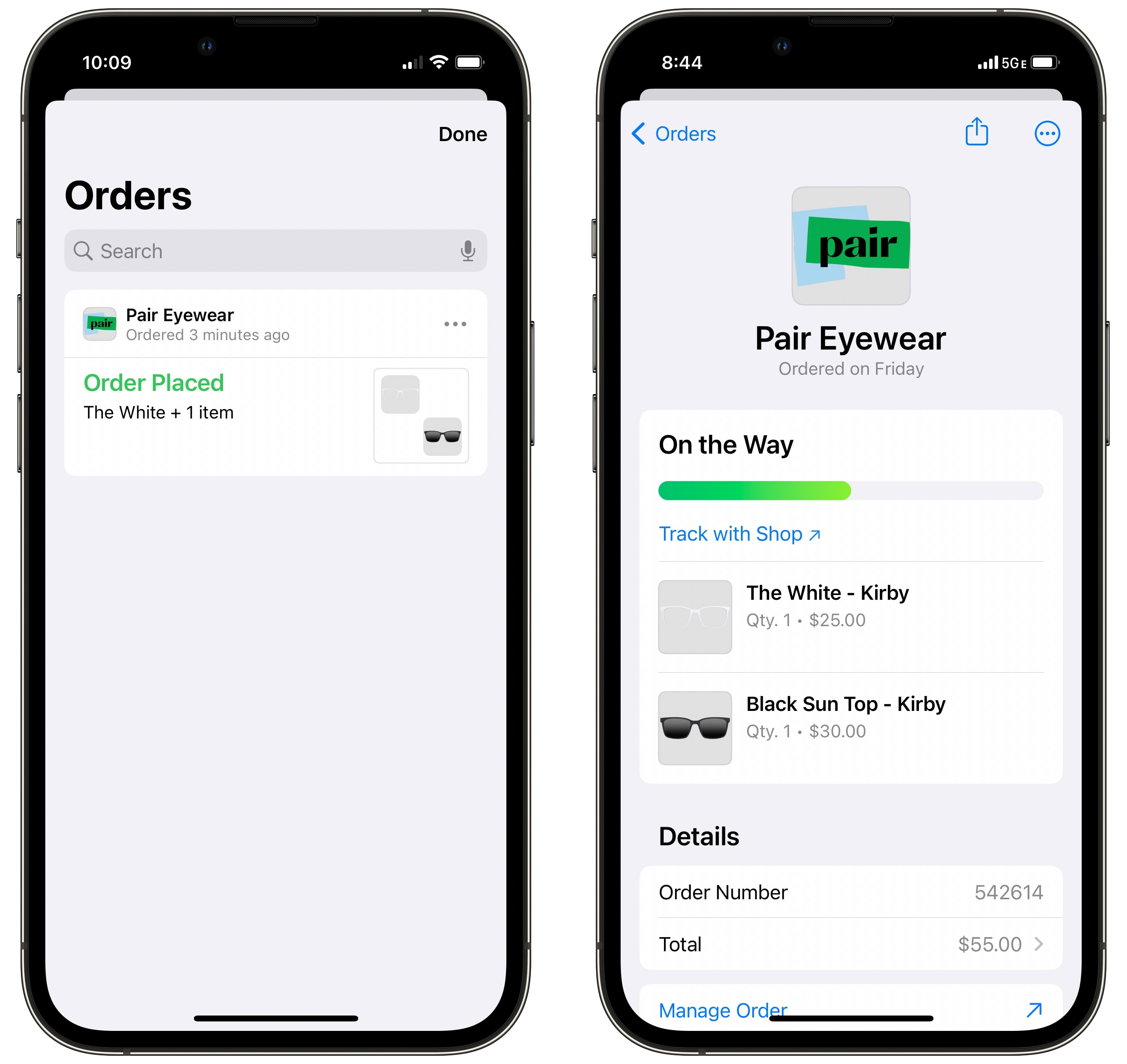 See all your orders in the Wallet app.