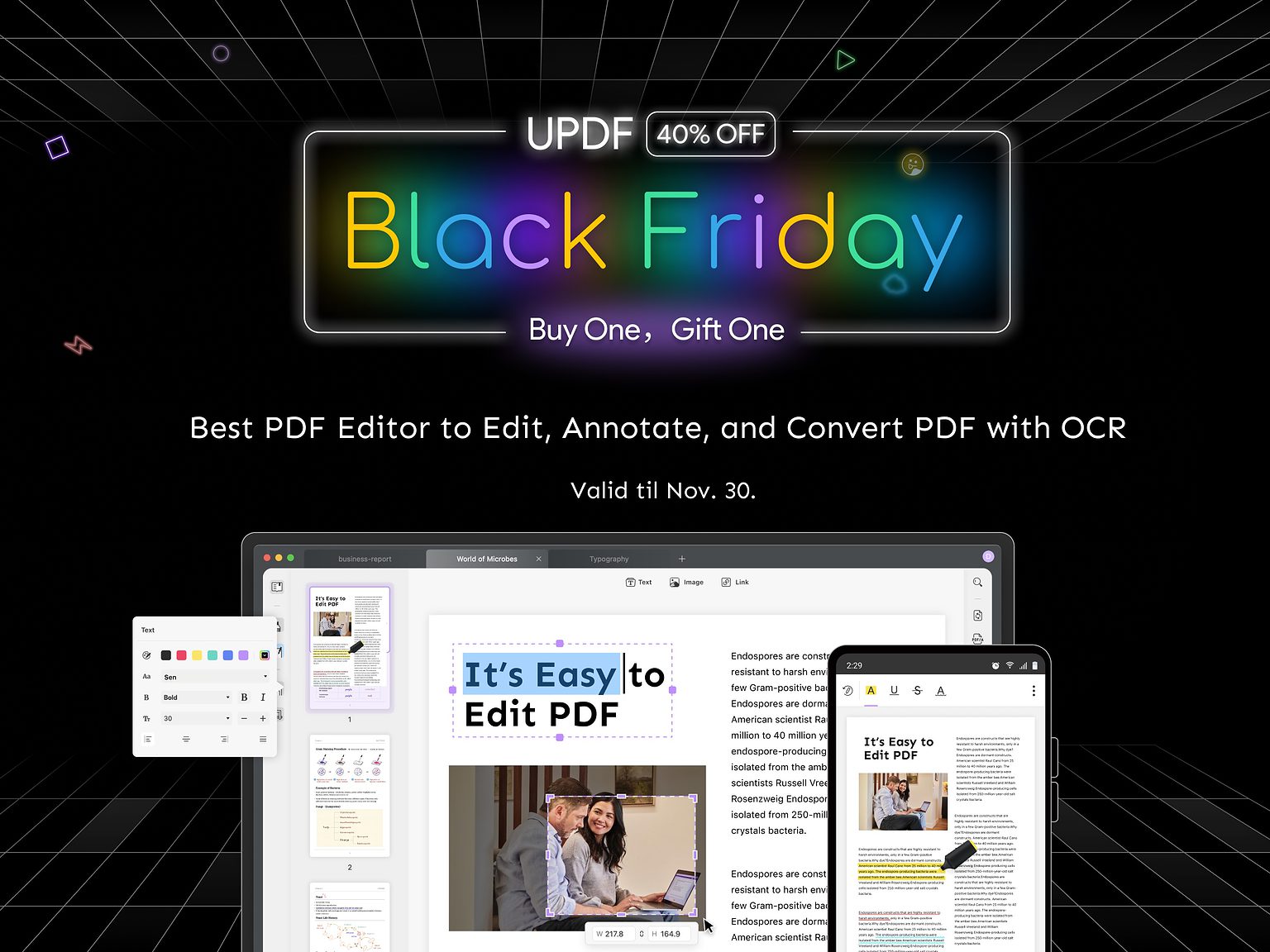 Black Friday sale: UPDF makes it easy to work with PDFs on any device: macOS, iOS, Windows and Android.