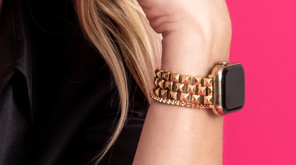 Turn your Apple Watch into a statement piece with this elegant stud band.