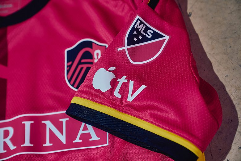 Here's how the Apple TV sleeve patch looks on one club's jersey.