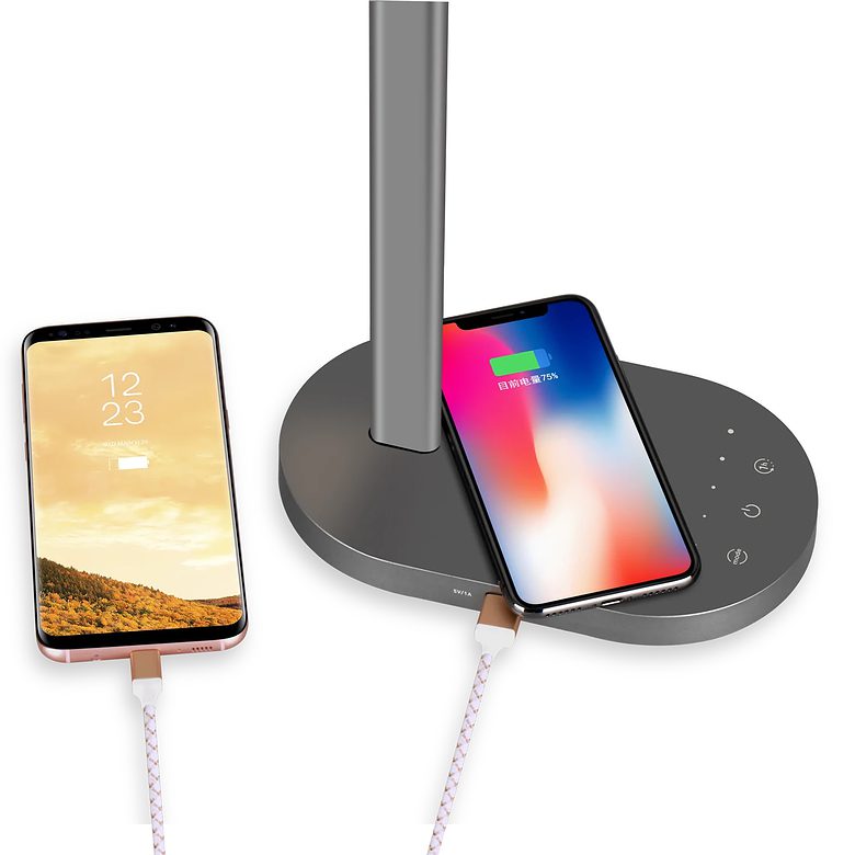 Momax's LED desk lamps have a wireless charging pad and a USB port for charging.
