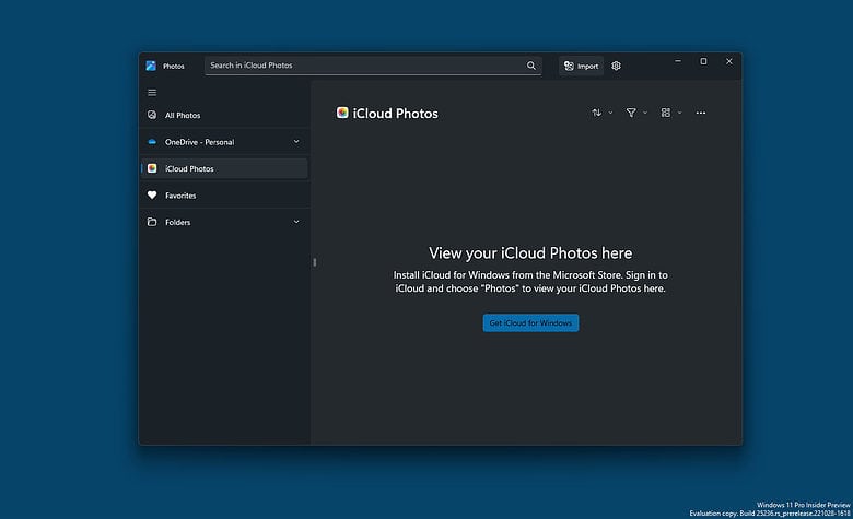 iCloud in the Photos app on Windows 11 Insider Preview