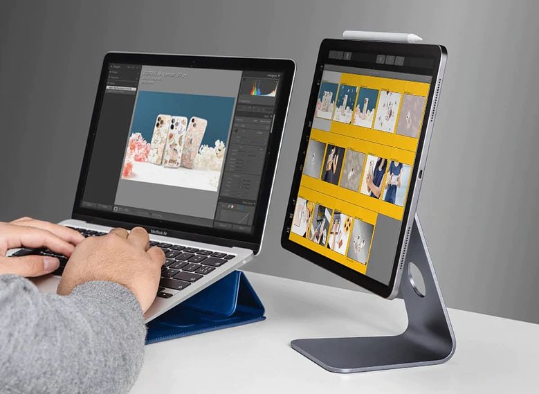 You can easily bring your tablet up to eye level with SwitchEasy's MagMount stand.