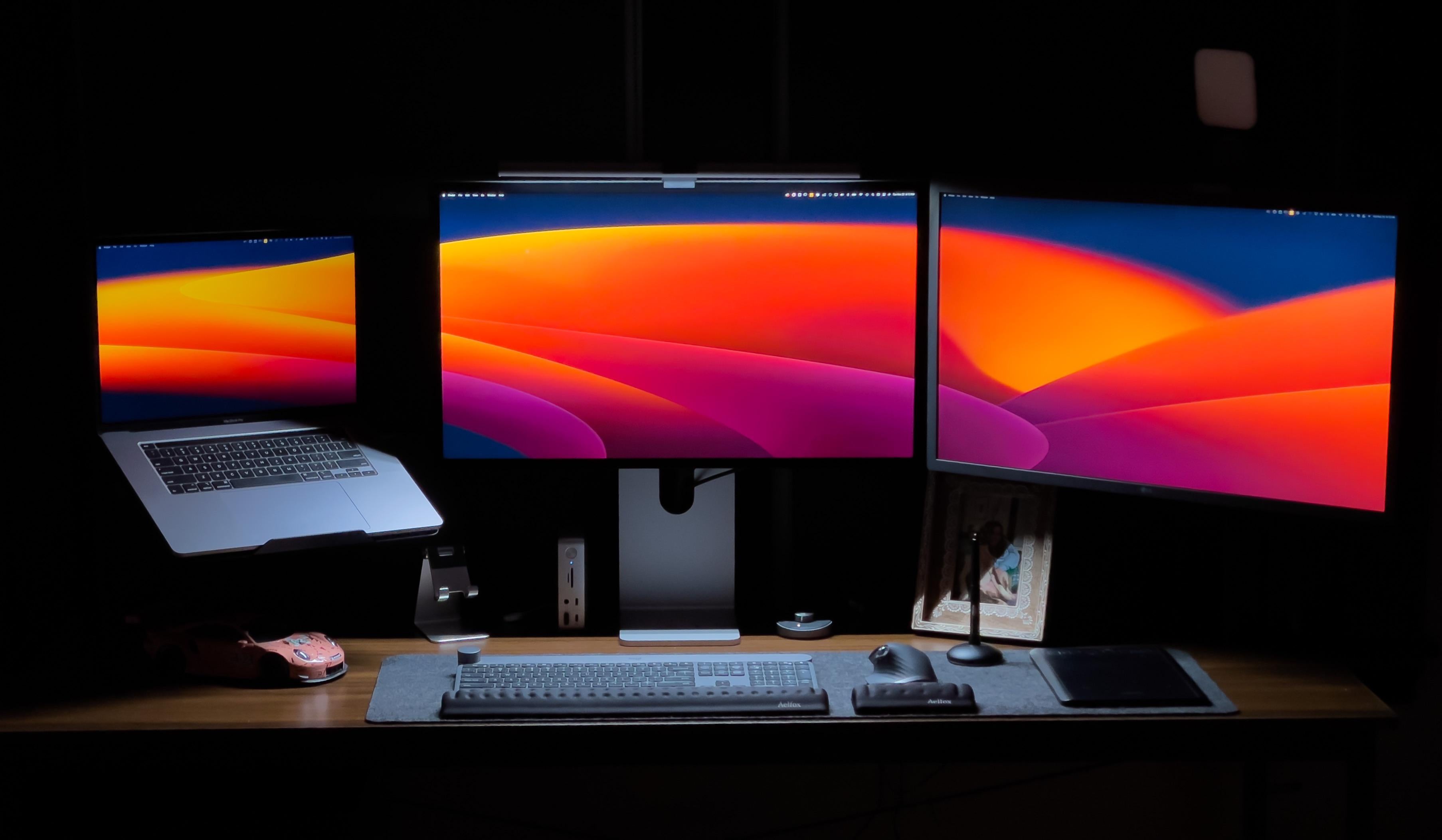 Once he added a Studio Display to the 5K LG screen, Mann decided to clean up the cable clutter.