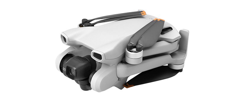 The DJI Mini 3 drone folds up for easy storage and travel. 