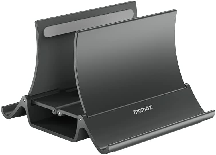 Momax’s clever Vertical Laptop Stand mechanically adjusts to firmly hold your device.
