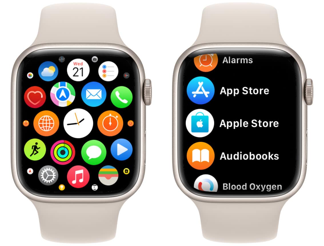 Grid View vs List View on Apple Watch