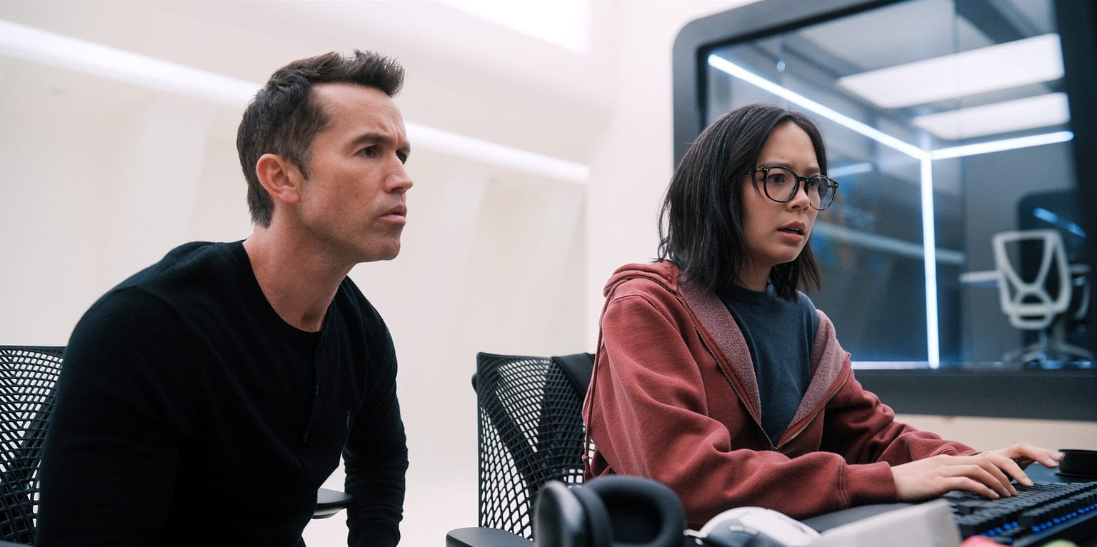 Mythic Quest recap Apple TV+: Poppy (played by Charlotte Nicdao, right) and Ian (Rob McElhenney) make a strange discovery at Grim Pop.