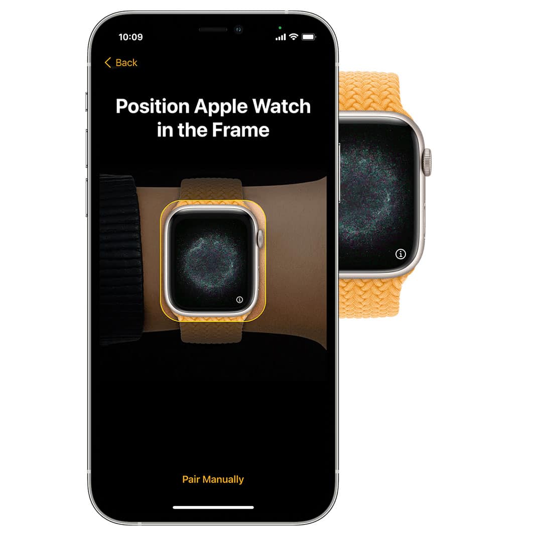 Point your iPhone camera at your Watch to pair them.
