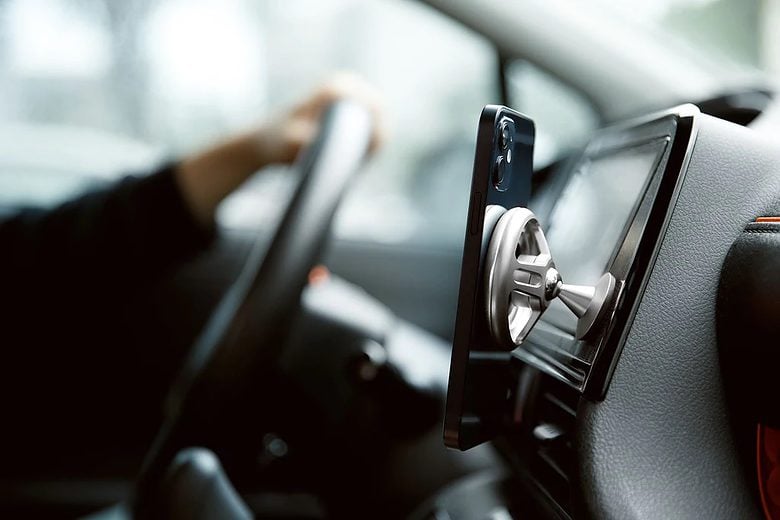 The adhesive version of the mount will stick to almost anything.