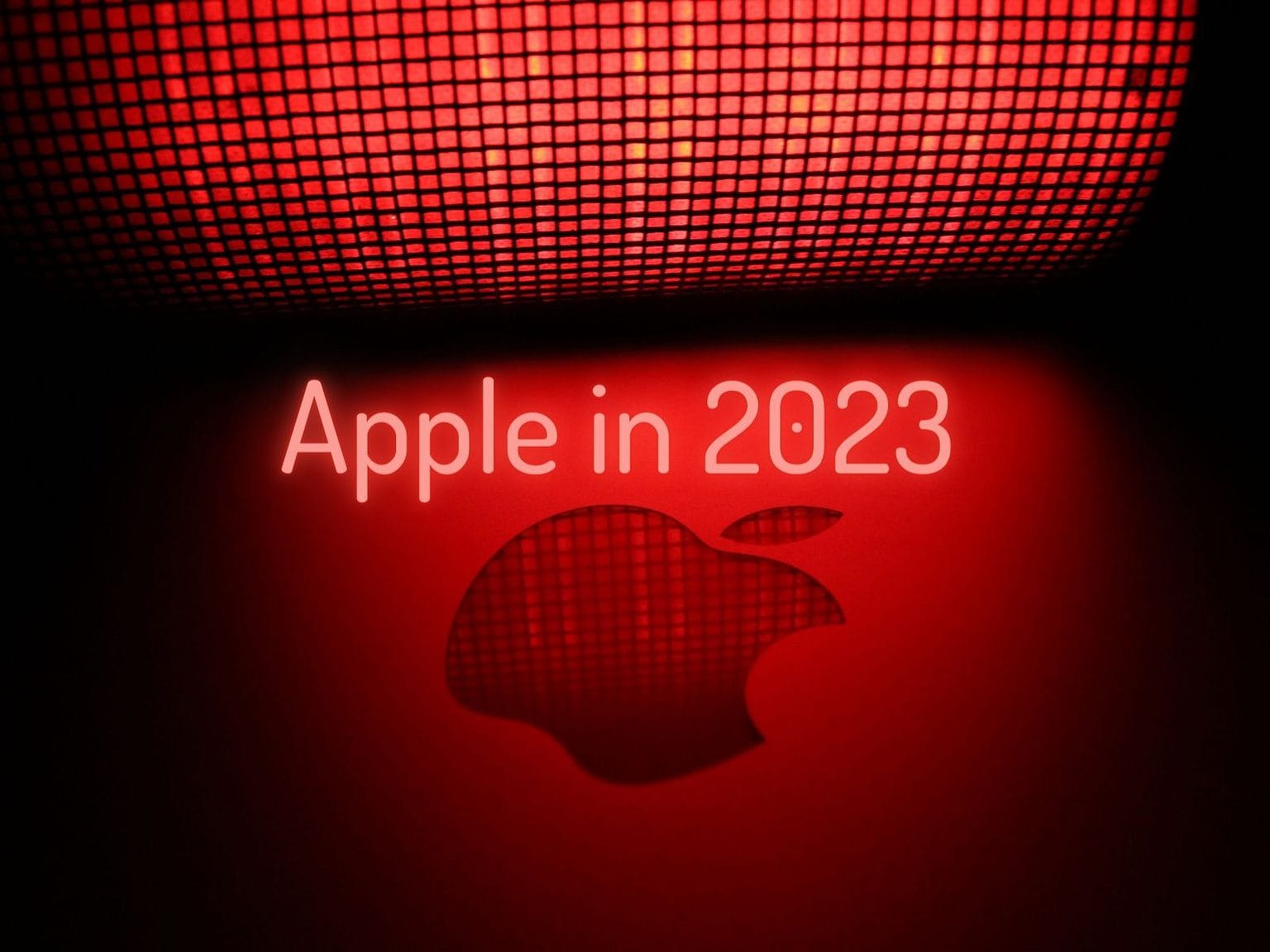 Apple logo with red background.