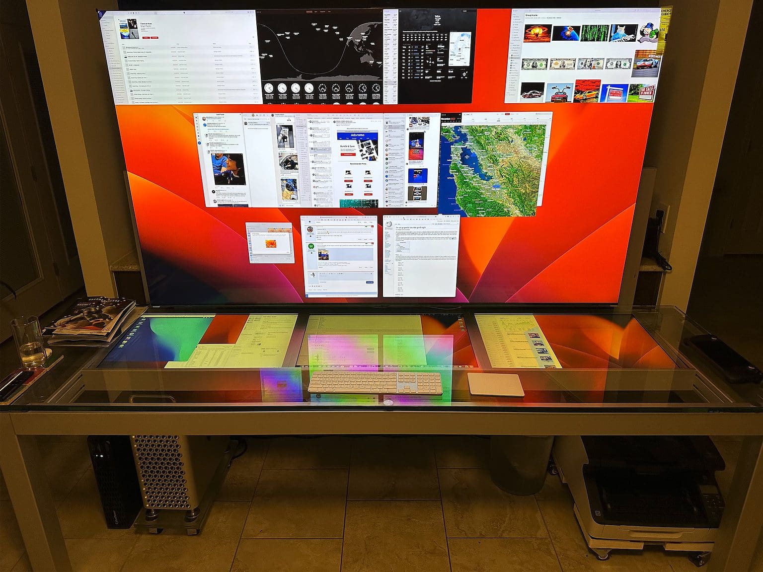 This custom-made desk and screen setup is mind-boggling.
