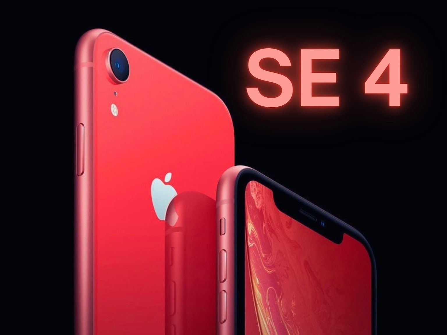 iPhone XR with iPhone SE 4 text
