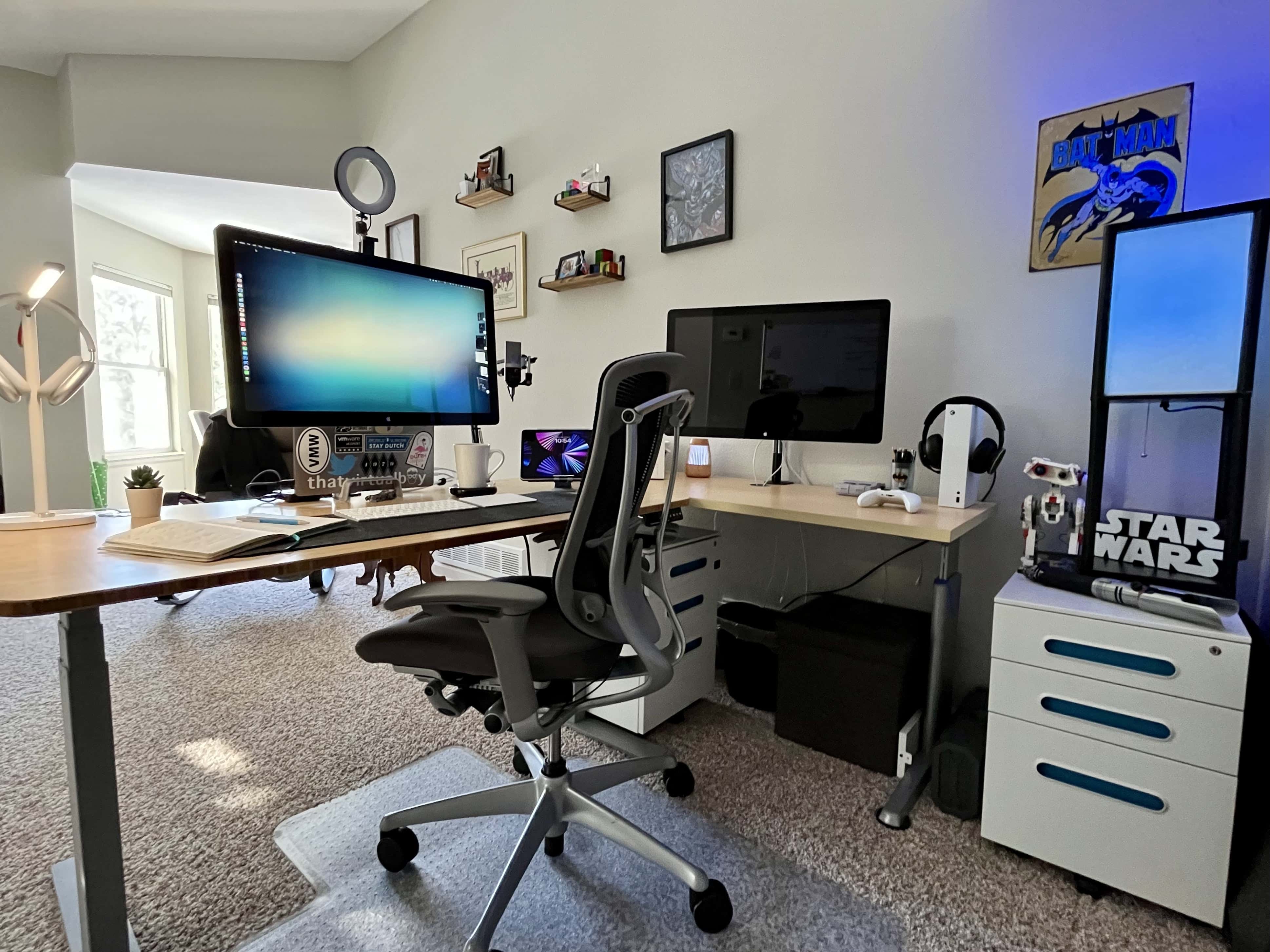 With the right adapter you can use a new Xbox with an old Cinema Display (on the right).