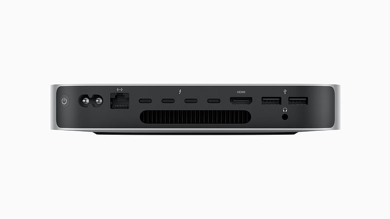The rear of the Mac mini with M2 Pro