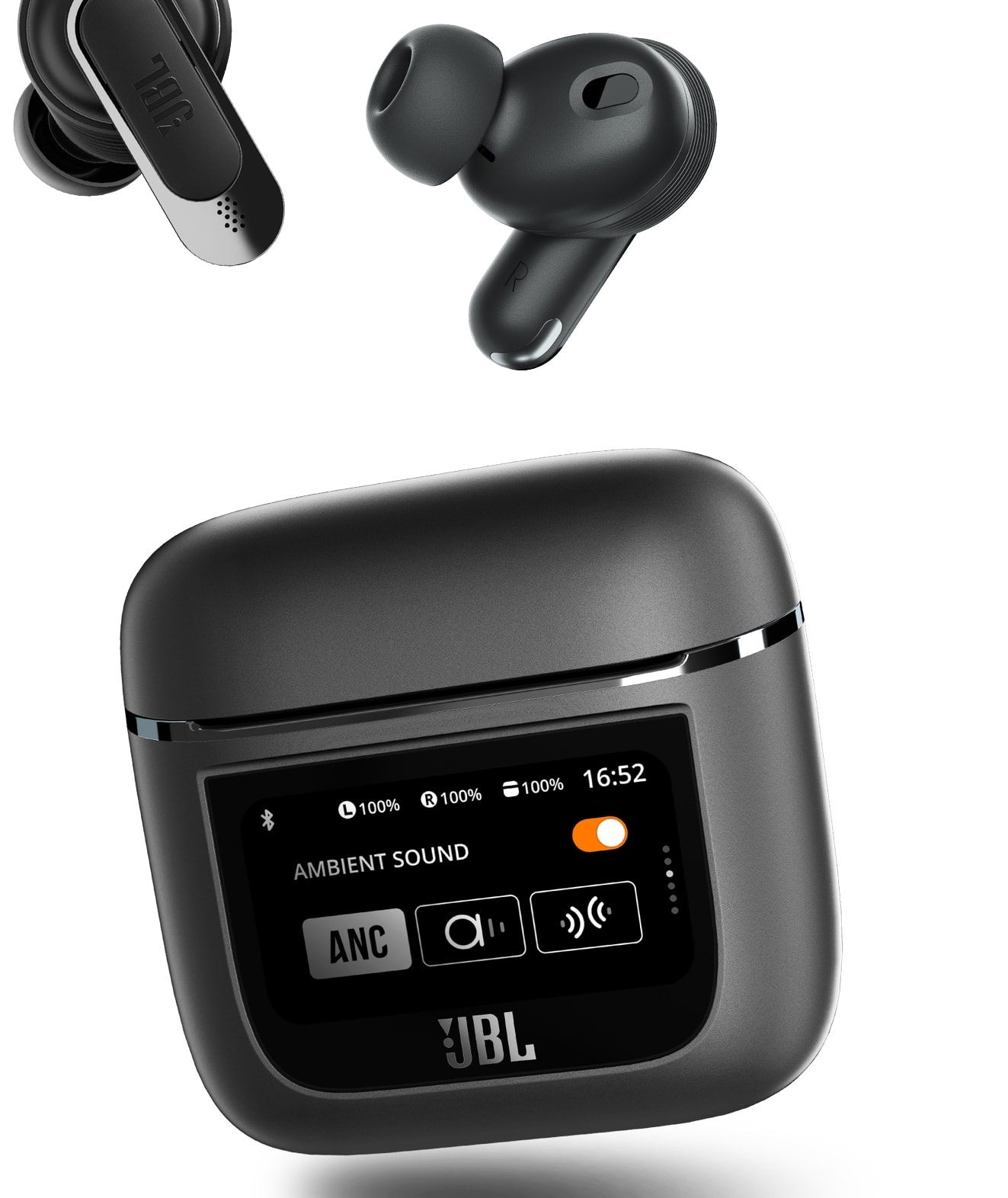 You can control JBL’s new ANC earbuds with their touchscreen case