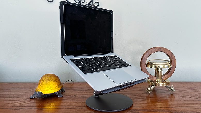 Lululook Foldable Laptop Stand helps your MacBook stand and deliver.