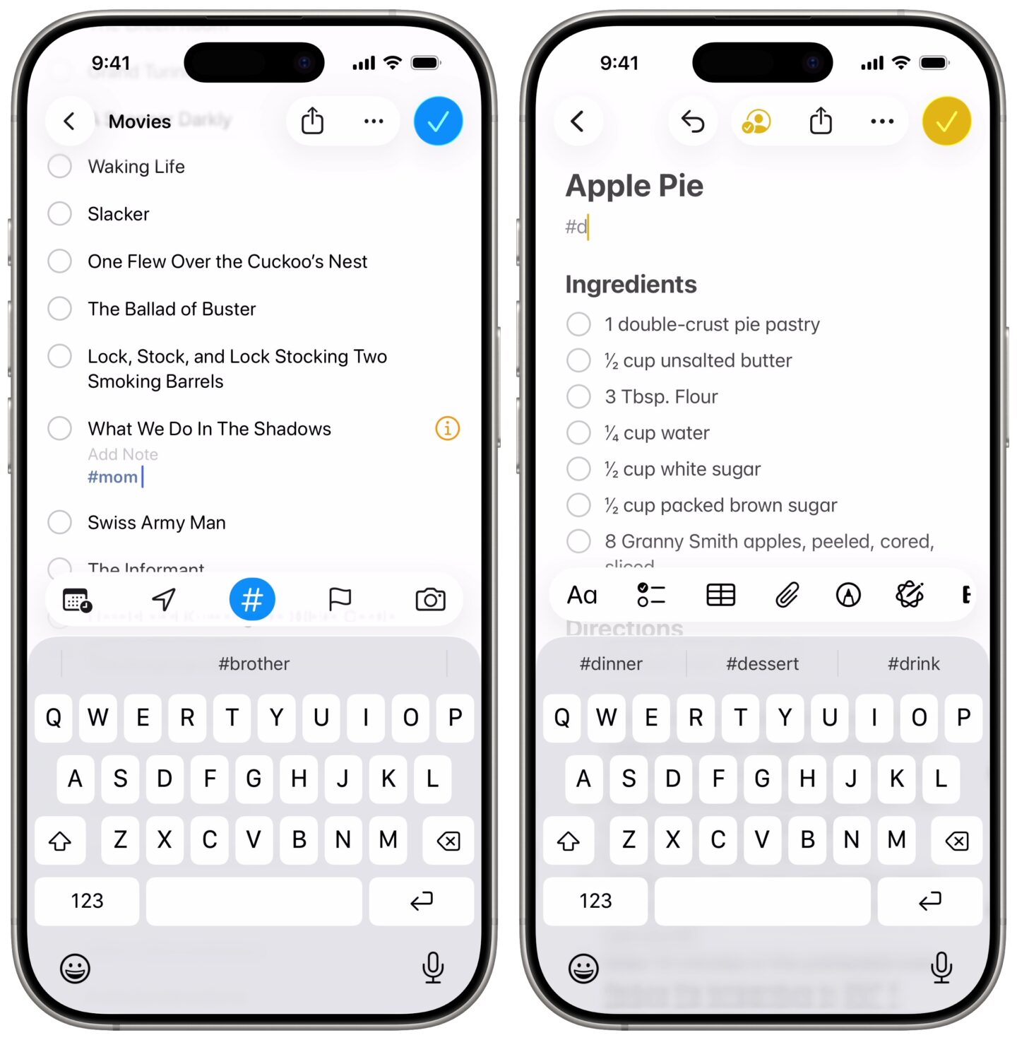 Tagging a Reminder and tagging a Note