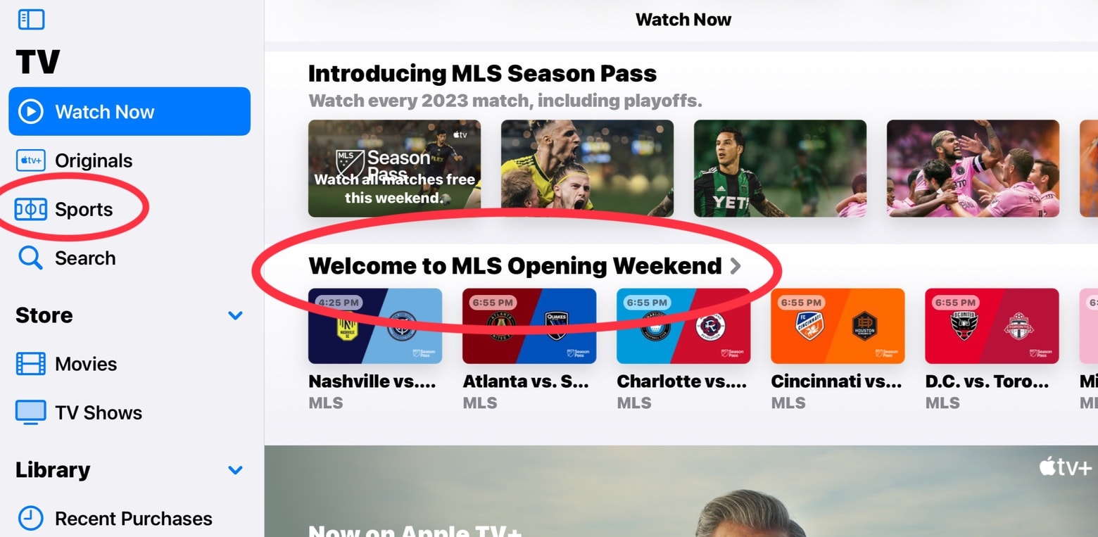 Where to find MLS matches on the Apple TV app