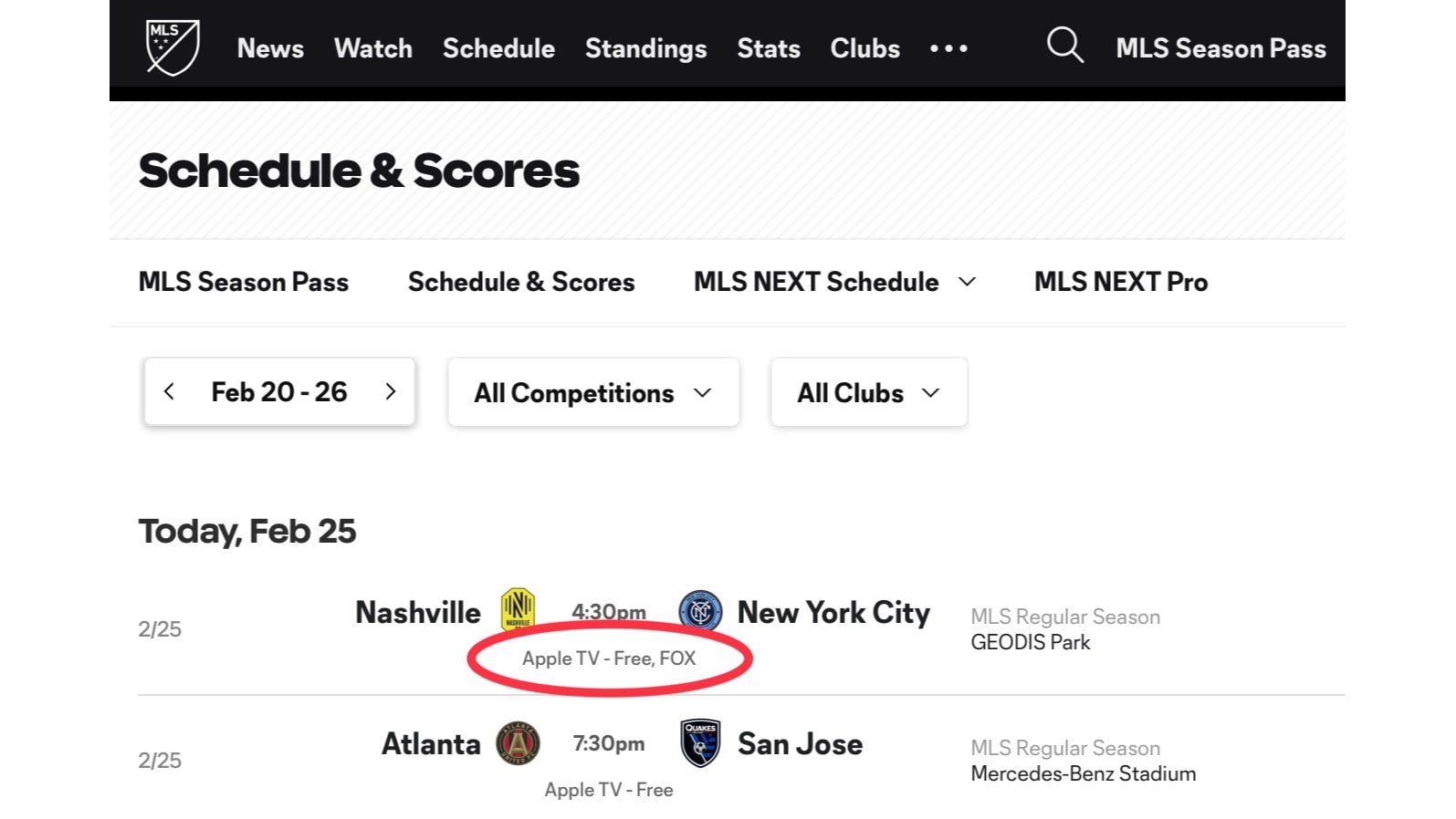 The first step in watching MLS matches for free is finding exactly which ones are available at no charge.