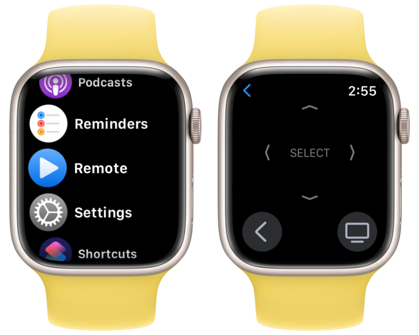 Launching the Remote app on Apple Watch