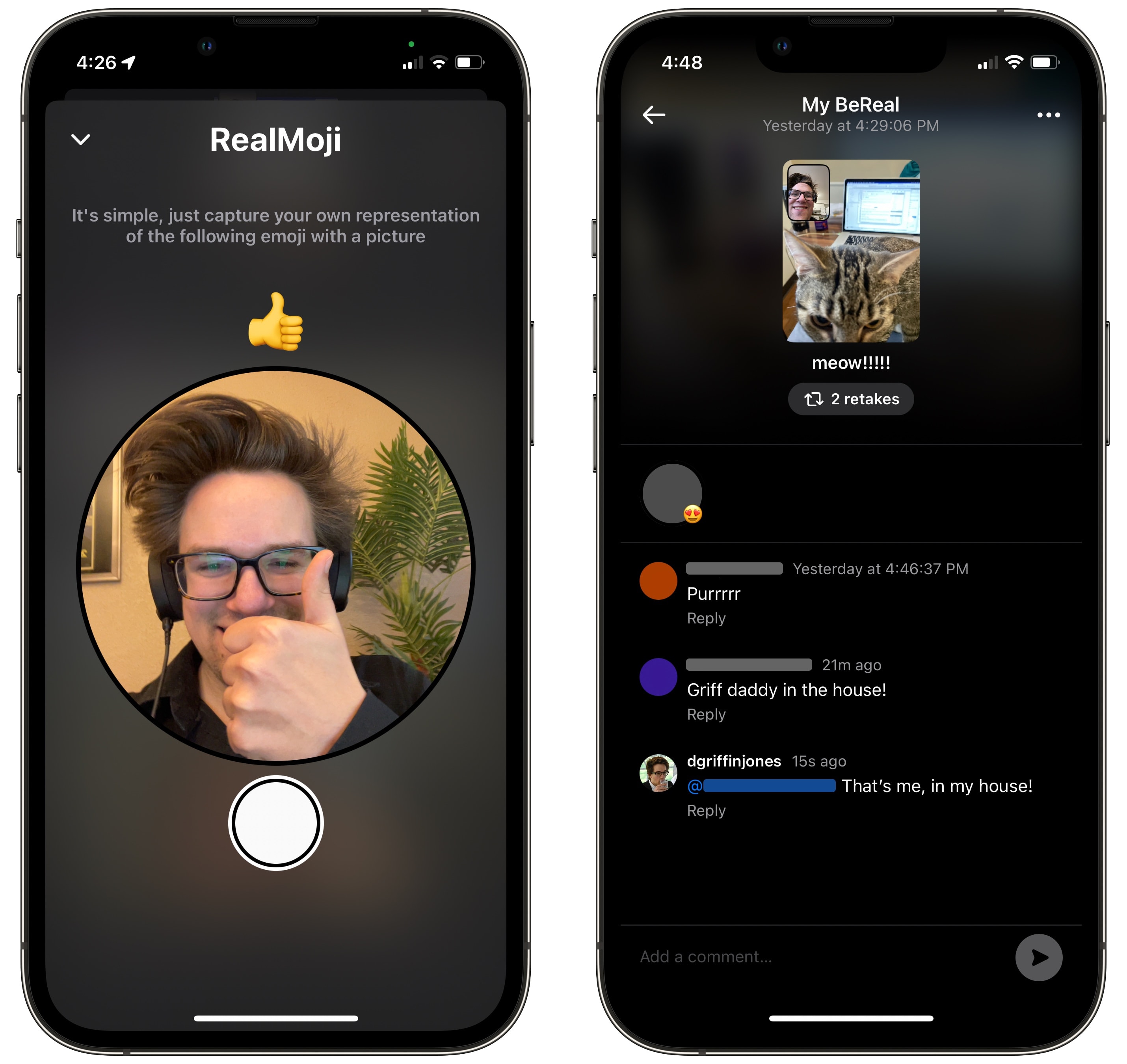 Comment and React to BeReal Posts Creating a RealMoji and commenting on a BeReal