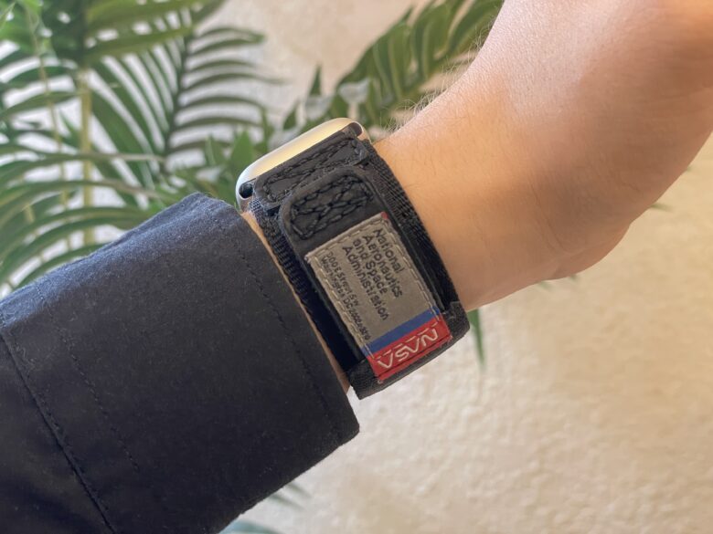 Mifa's Nylon Sports Leather Apple Watch Band with a NASA tag.